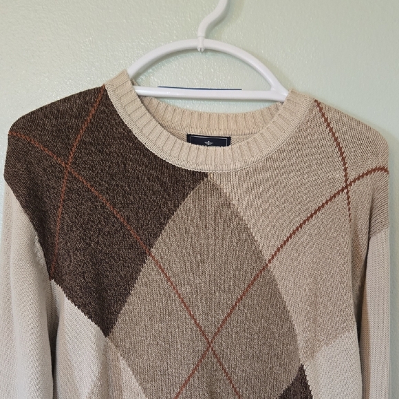 Dockers | Tan & Brown Argyle Print Grandpa Sweater Size Large - Picture 1 of 8